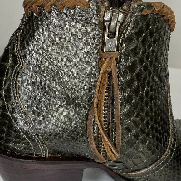 Allens Women’s Kyra Olive Exotic High Heel Ankle Boots – Size 6B – Almond Toe - Picture 6 of 11